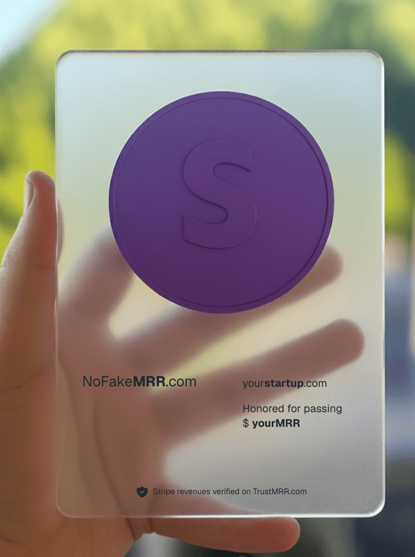 Verified Stripe Revenue Badge - Premium frosted plexiglass badge